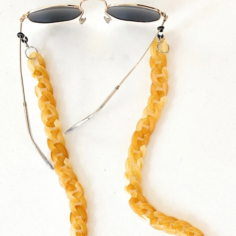 Amber yellow acrylic sunglasses mask chain holder